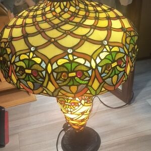Geometric Yellow and Green Glass Art Lamp Shade